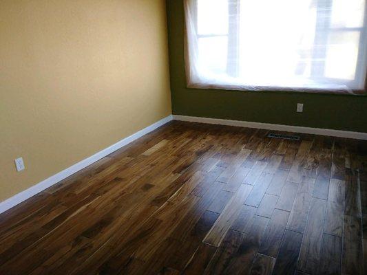 Pre finished small leaf acacia. Flooring supplied by Hearst Hardwood.