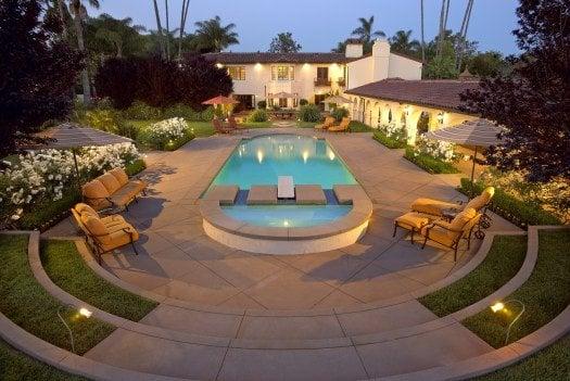 Traditional Spanish style pool in Pasadena, CA