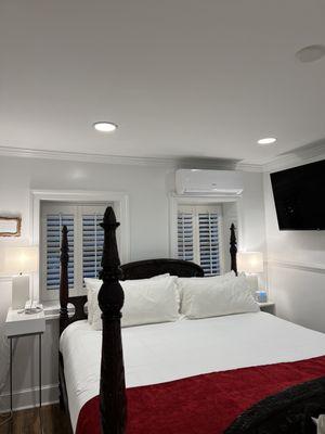 Bedroom area in carriage house with King bed