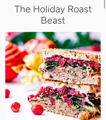 Email of the Holiday Roast Beef (Beast) Sandwich, that brought me in!