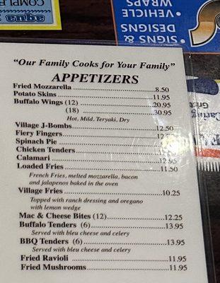 Over priced wings and appetizers