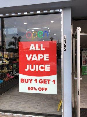 Summer special ALL VAPE JUICE buy 1 get 1 50%off.