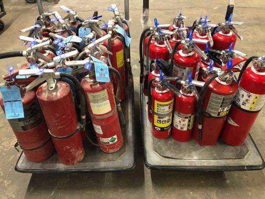 Before and after pic of extinguishers coming from one of the many construction companies we work with in Chi town