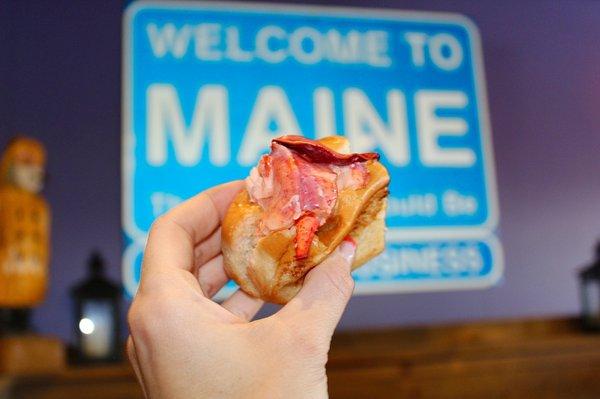 The Main Shack lobster roll is made with CK Meat, Mayo, sea water, & drizzled butter.