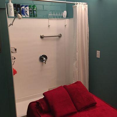 Another photo of our private massage room with shower.