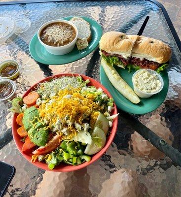 Tidbit Special Salad, Cup Chicken Sausage Gumbo  and Top-Round Roast Beef Sandwich