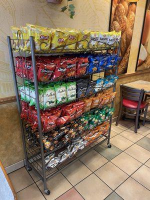 Chips to choose from, as a side for your meal in this Subway