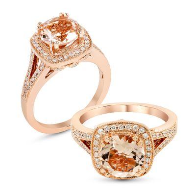 Beautiful Morganite and diamond set in Rose Gold