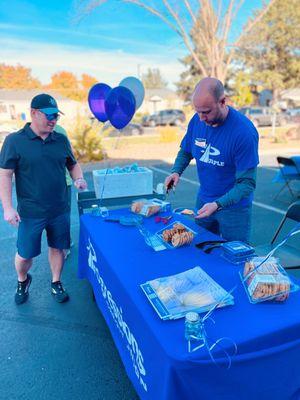 Brian giving out cookies.