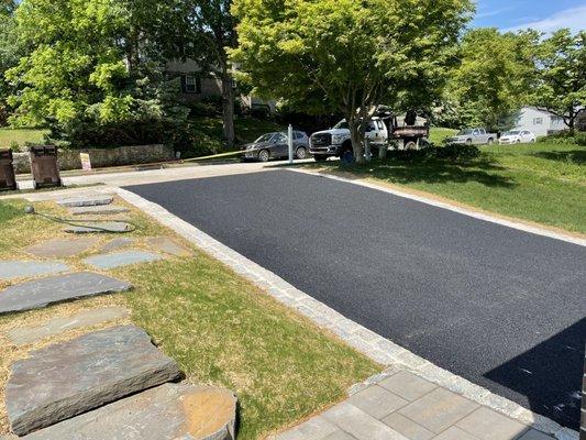 Newly laid asphalt driveway