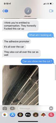 Convo with the person who unwrapped my car