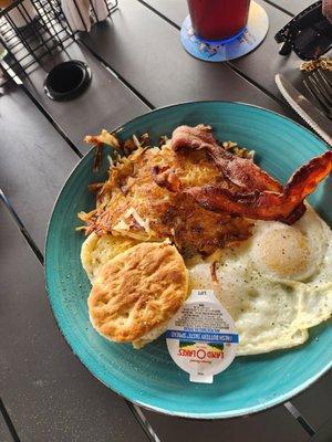 Classic breakfast with A BISCUIT!  This was SO AMAZING and a perfect addition to breakfast.