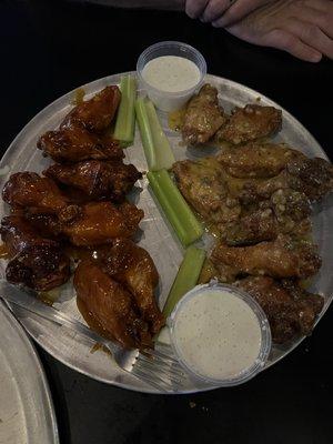 Garlic Parmesan and mango habanero bone in wings