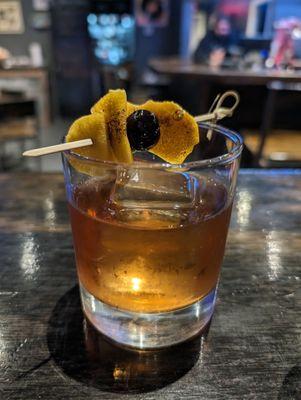 A whiskey drink. Not sure the name.