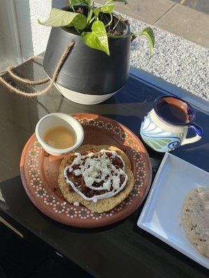 Tostada, churro cookie and cafe de olla.