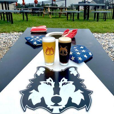 Visit our dog-friendly Beer Garden, complete with picnic tables, cornhole boards and fire pits.