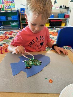 Pipe cleaner fish painting