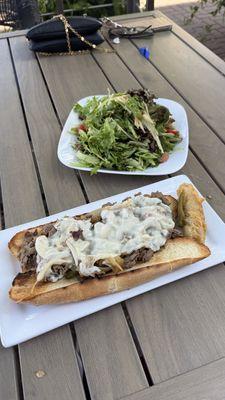 Cheesesteak with side salad