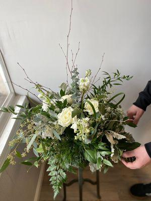 Simple Texture centerpiece with greenery