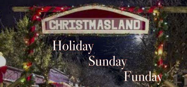 Holiday Sunday Funday is on 12/18 from 12-6pm. Kids get to decorate Christmas cookies, watch movies & eat for free.