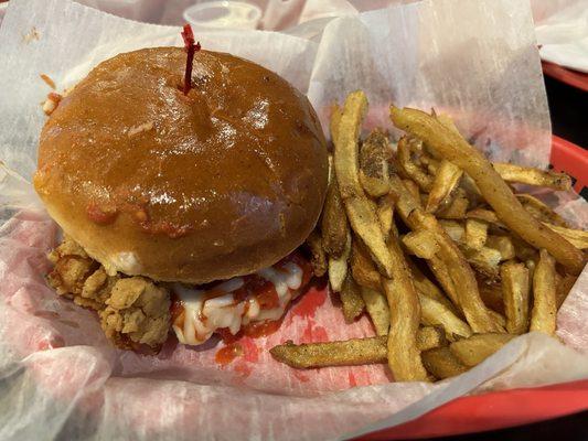 Chicken Parmesan Sandwich and Fries