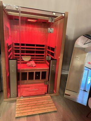 We have Infrared Sauna treatments. Great after or before your workouts.