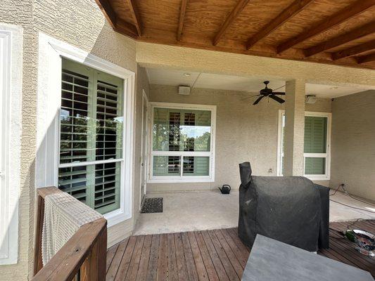 Clean, sleek window installation on the patio, offering durability and improved aesthetics for outdoor spaces.