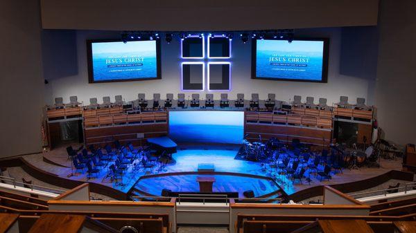 Auditorium and stage from the balcony.