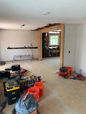 kitchen renovation beam install and electrical options