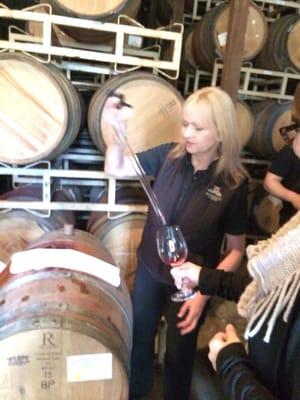 Tasting from the barrel at Andretti winery!