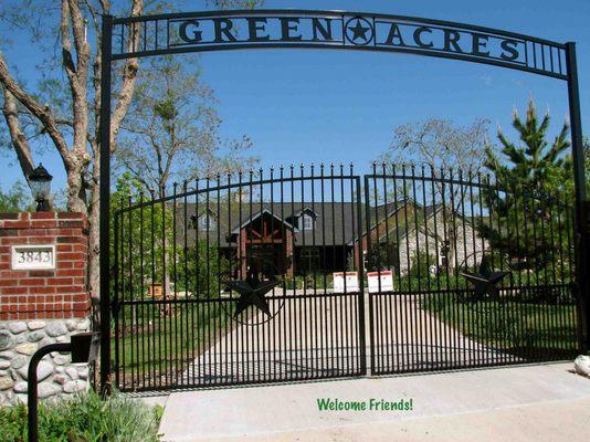 Enter at this gate in front of the house by calling us 972-734-6041 to open it!