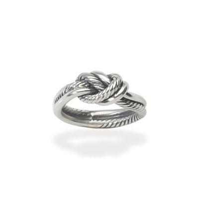 The Crew Knot Ring, available in sterling silver or 14k gold