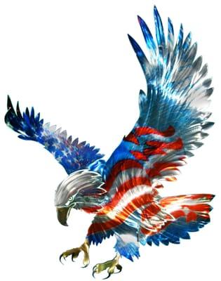 We have American made 3D metal wall art. Made of heavy duty metal and finished with powder coating for durability