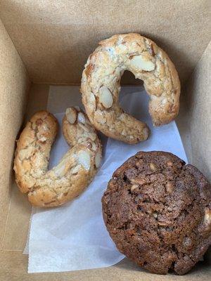 Almond crescents, and a great morning glory muffin.