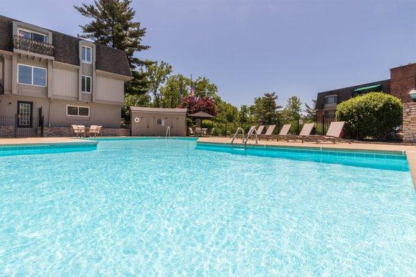 Pool area at Village East Apartments