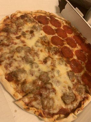 1/2? Sausage, 1/2 pepperoni