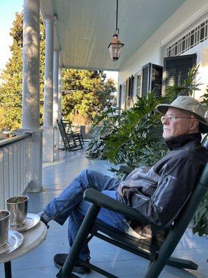 Mint juleps on the beautiful front porch.