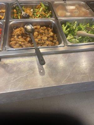 General tso chicken, broccoli and chicken, broccoli