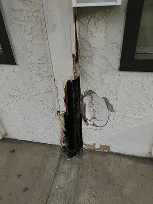 Dilapidated exterior piping