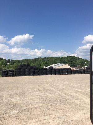 A view pulling out of the work bay.