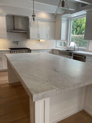 Honed carrara white marble etch removal