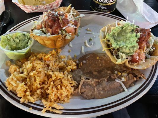 Beef Chalupas. Note that "beef" = ground beef. The refried beans have an excellent smoky quality to them.