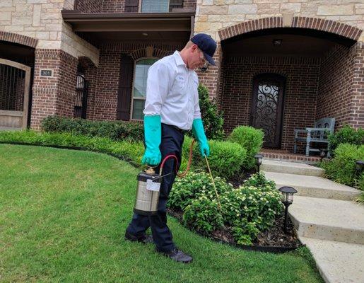 In addition to granulating the lawn on all sides of your property, we also perform treatments along landscaping, foundations, and sidewalks.