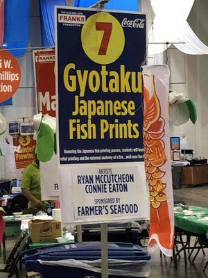 4/28/19. Artbreak! The largest student arts festival in the southern US! Gyotaku Japanese Fish Prints made with real Flounder from Farmer's!