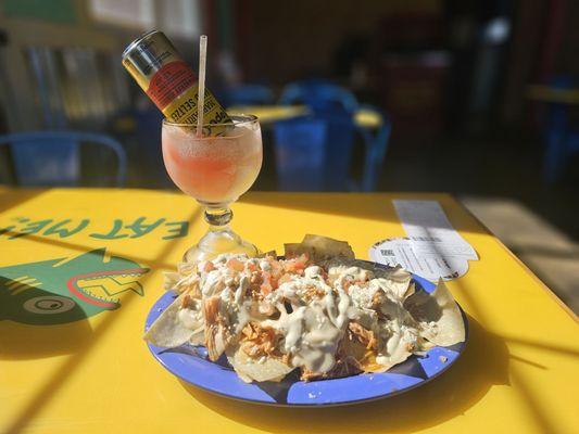 Shredded Chicken Nachos Strawberry ToPo Rita