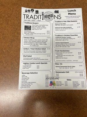 Traditions Menu