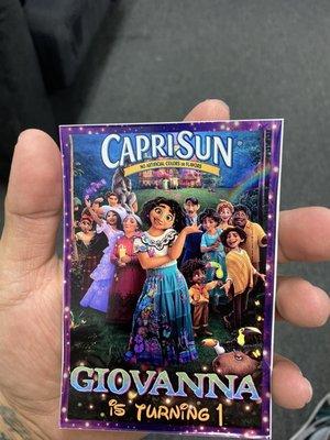 Capri sun label stickers