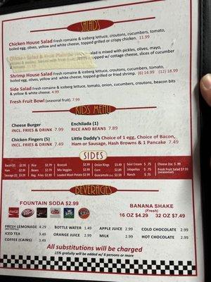 Updated menu