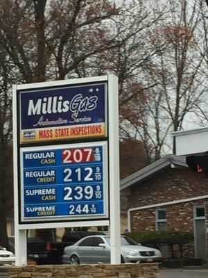 Millis Gas & Service -- 860 Main Street / Route 109 & Route 115 Junction, Millis            Sign