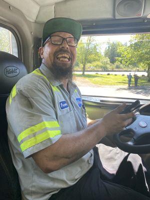 This is the smile that greated me.  Hot day on the side of the road, the smile never faded.  He was kind, and courteous from start to finish